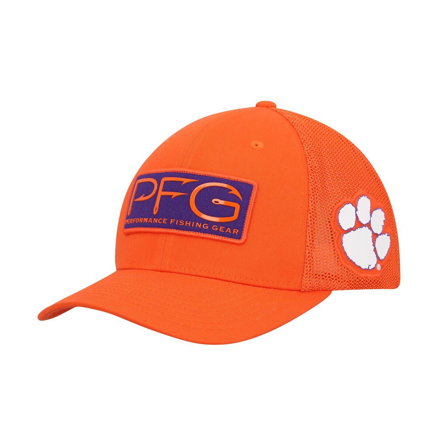 Мужская кепка Columbia Orange Clemson Tigers PFG Hooks Flex Hat — фото 1