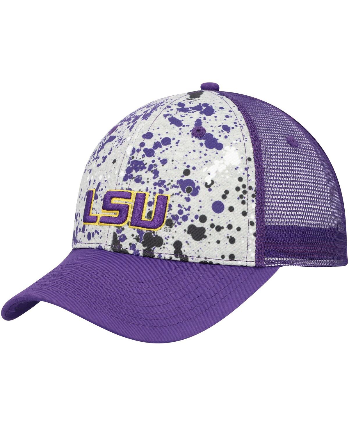 COLOSSEUM MEN'S COLOSSEUM GRAY, PURPLE LSU TIGERS LOVE FERN TRUCKER SNAPBACK HAT