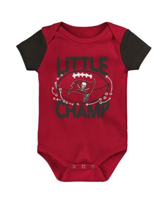 Newborn and Infant Boys and Girls Red, Black Tampa Bay Buccaneers Little Champ Three-Piece Bodysuit Bib and Booties Set