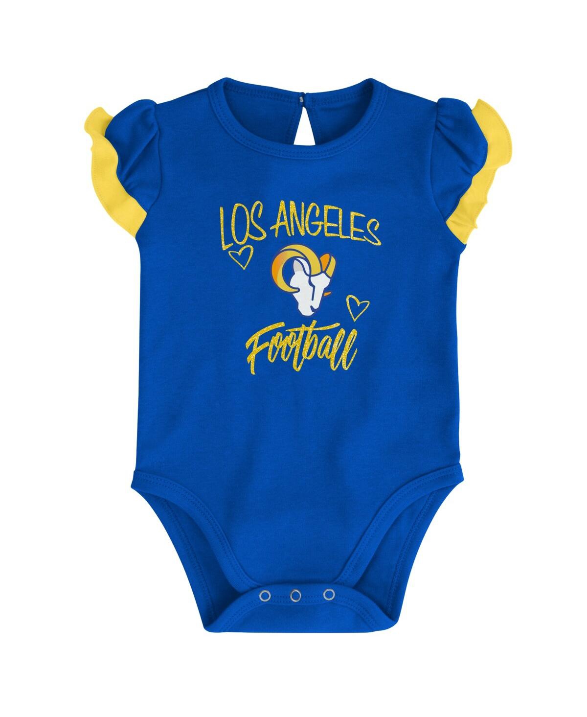Shop Outerstuff Newborn And Infant Boys And Girls Royal, Gold Los Angeles Rams Too Much Love Two-piece Bodysuit Set In Royal,gold