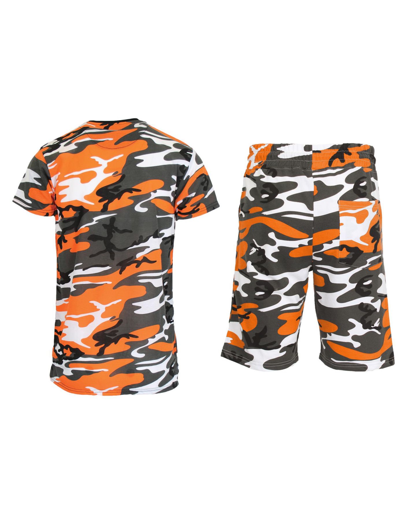 Мужской комплект Galaxy By Harvic Camo Short Sleeve T-shirt and Shorts, 2-Piece Set, цвет: Оранжевый камуфляжный — фото 2