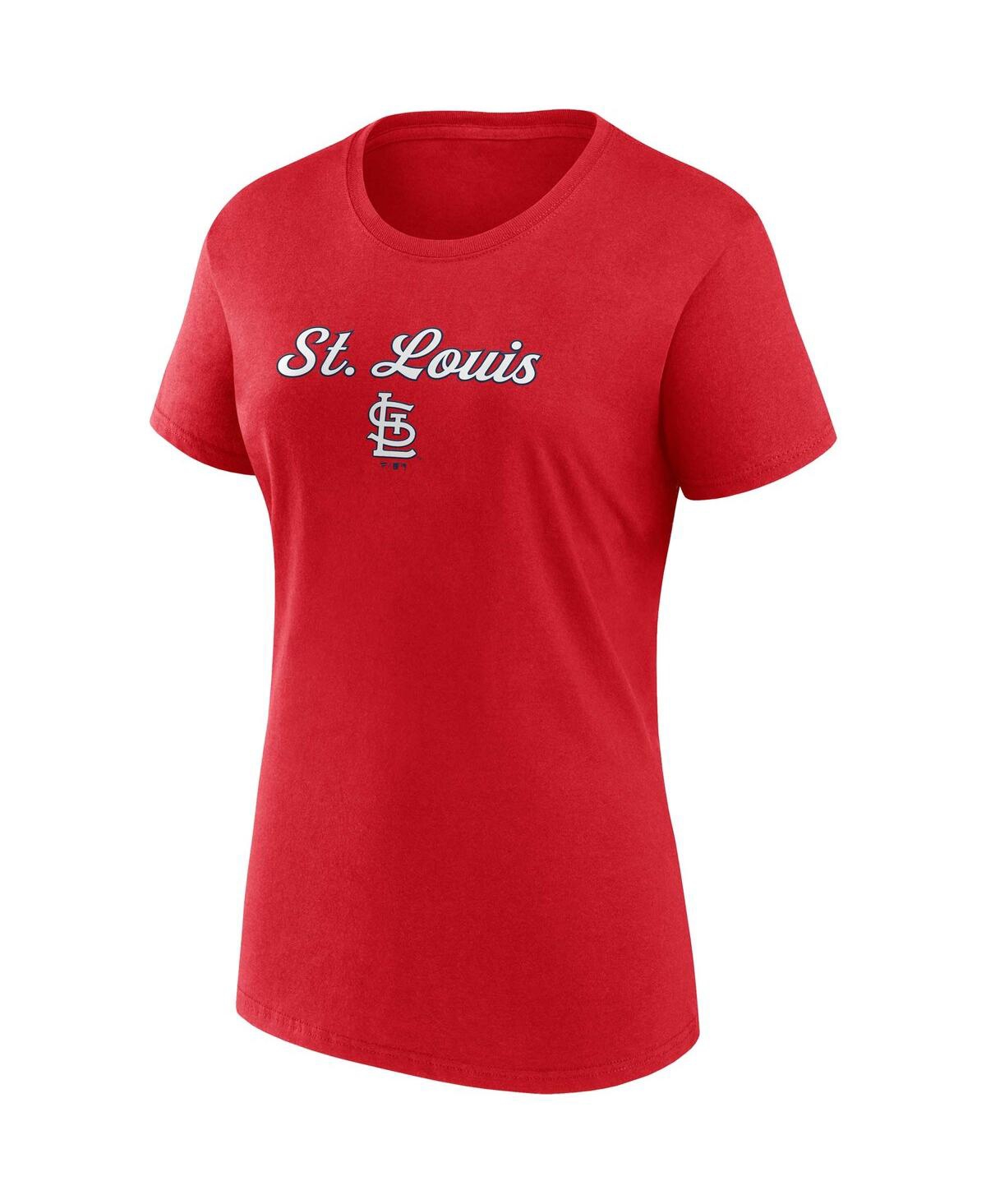 Fanatics Women's  Red, Gray St. Louis Cardinals Script T-shirt And Shorts Combo Set In Red,gray