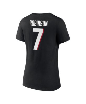 Women's Bijan Robinson Black Atlanta Falcons Icon Name and Number V-Neck T-shirt