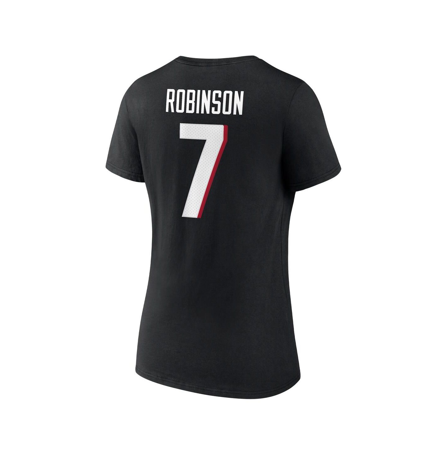 Женская футболка Fanatics Bijan Robinson Black Atlanta Falcons Icon Name and Number V-Neck — фото 4