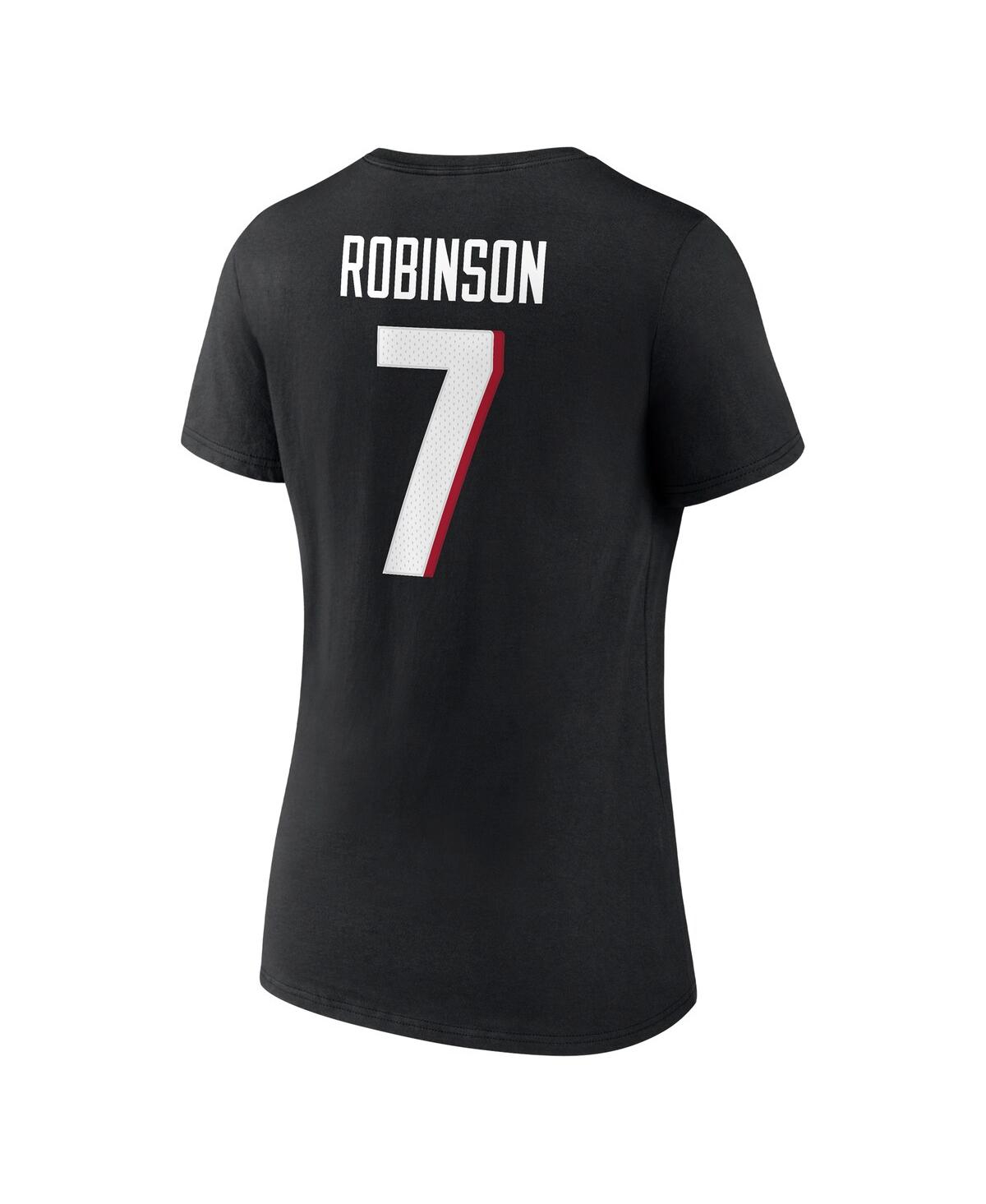 Fanatics Women's  Bijan Robinson Black Atlanta Falcons Icon Name And Number V-neck T-shirt In Black