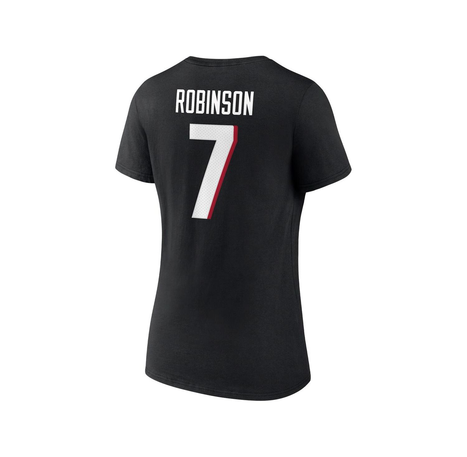 Women's Bijan Robinson Black Atlanta Falcons Icon Name and Number V-Neck T-shirt