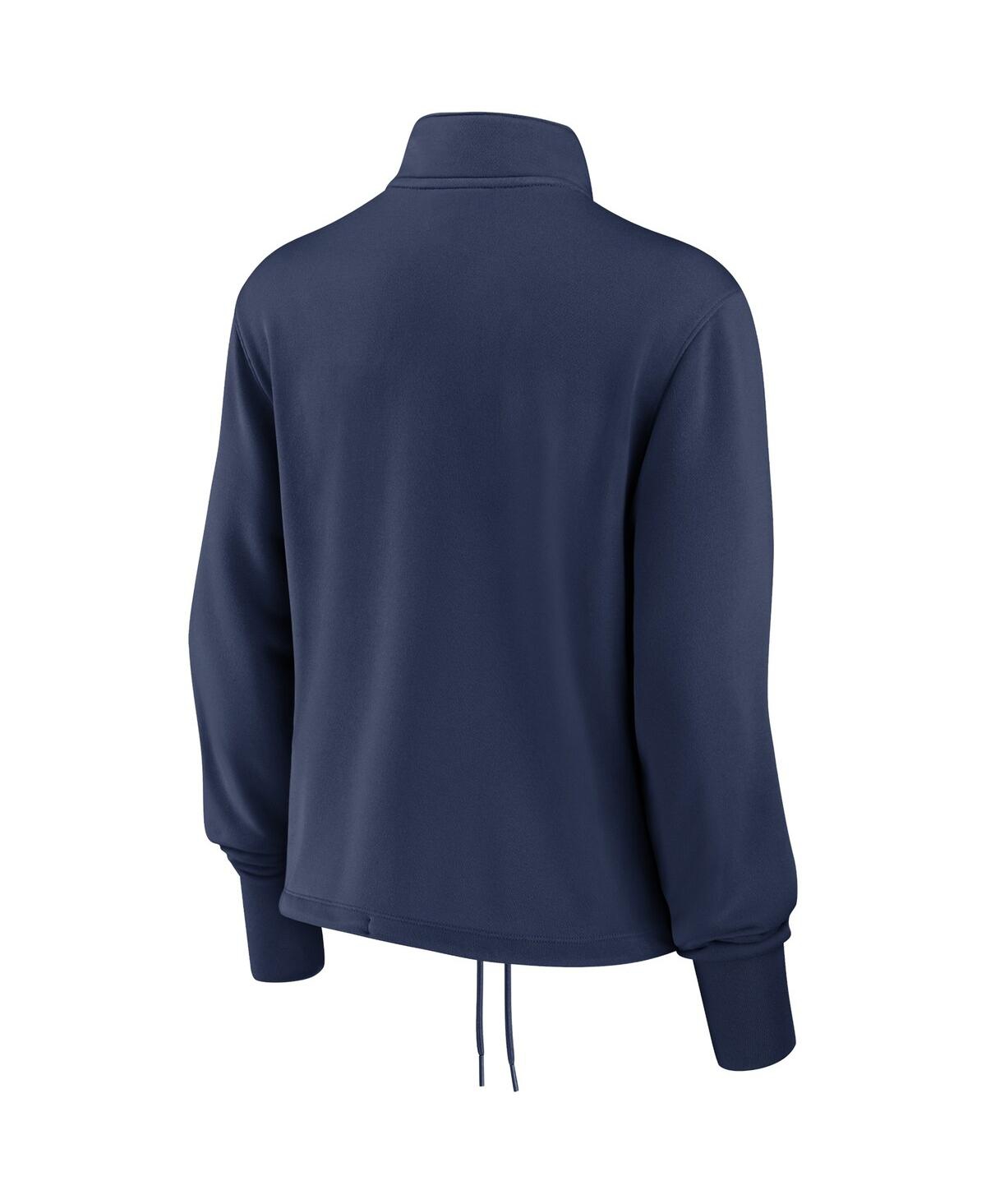 Women's NikeCleveland Guardians 1973-77 Cooperstown Collection Rewind Stripe Performance Half-Zip Pullover Sweater - Navy