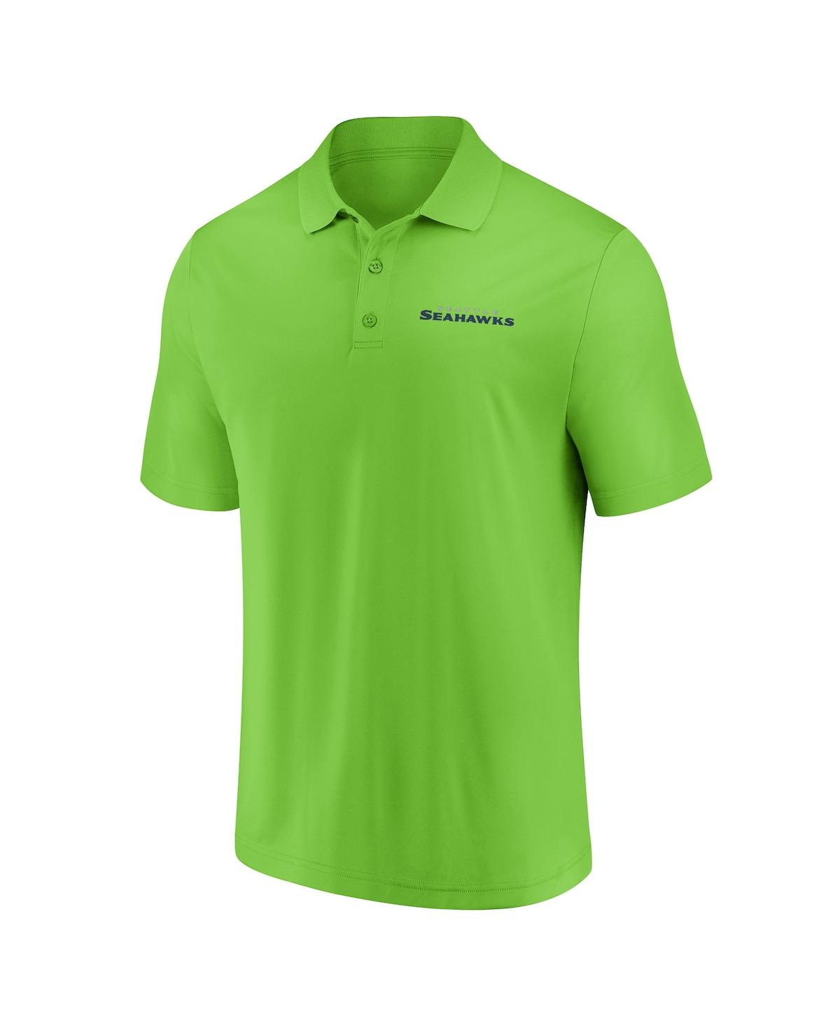 Fanatics Men's  Navy, Neon Green Seattle Seahawks Dueling Two-pack Polo Shirt Set In Navy,neon Green