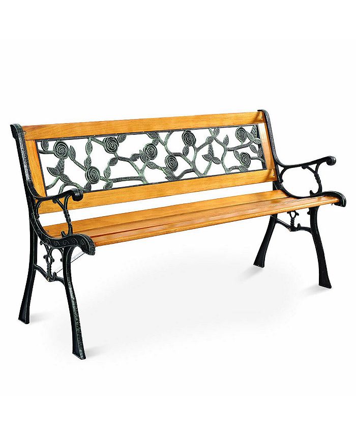 Costway Patio Park Garden Bench Porch Chair Outdoor Deck Cast Iron