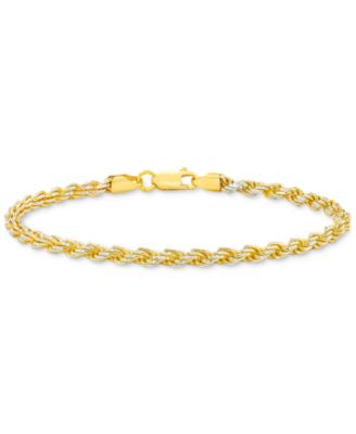 Men's Two-Tone Rope Link Chain Bracelet in Sterling Silver & 14k Gold-Plate
