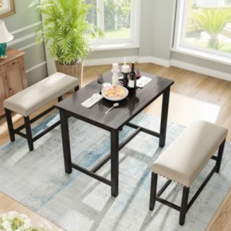 Simplie Fun 3 Pieces Rustic Wooden Counter Height Dining Table Set with ...