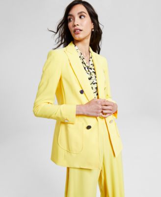 Anne Klein - Women's Peak-Lapel Relaxed Buttoned-Cuff Blazer