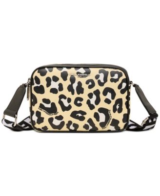 KARL LAGERFELD MAYBELLE CELL PHONE CROSSBODY BAG WITH LEOPARD top CHEETAH PRINT