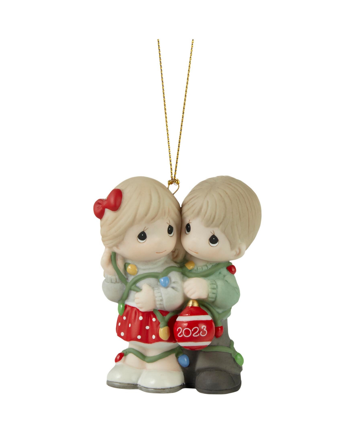 Precious Moments Our First Christmas Together 2023 Dated Couple Bisque Porcelain Ornament In Multicolored