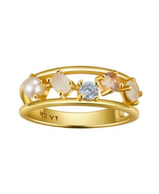Cubic Zirconia, Faux Opal and Imitation Pearl Ring