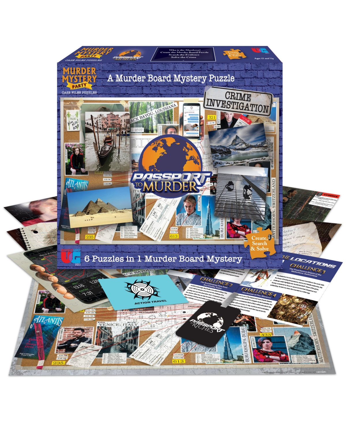 University Games Kids' Murder Mystery Party Case Files Puzzles Passport To Murder, 1000 Pieces In No Color