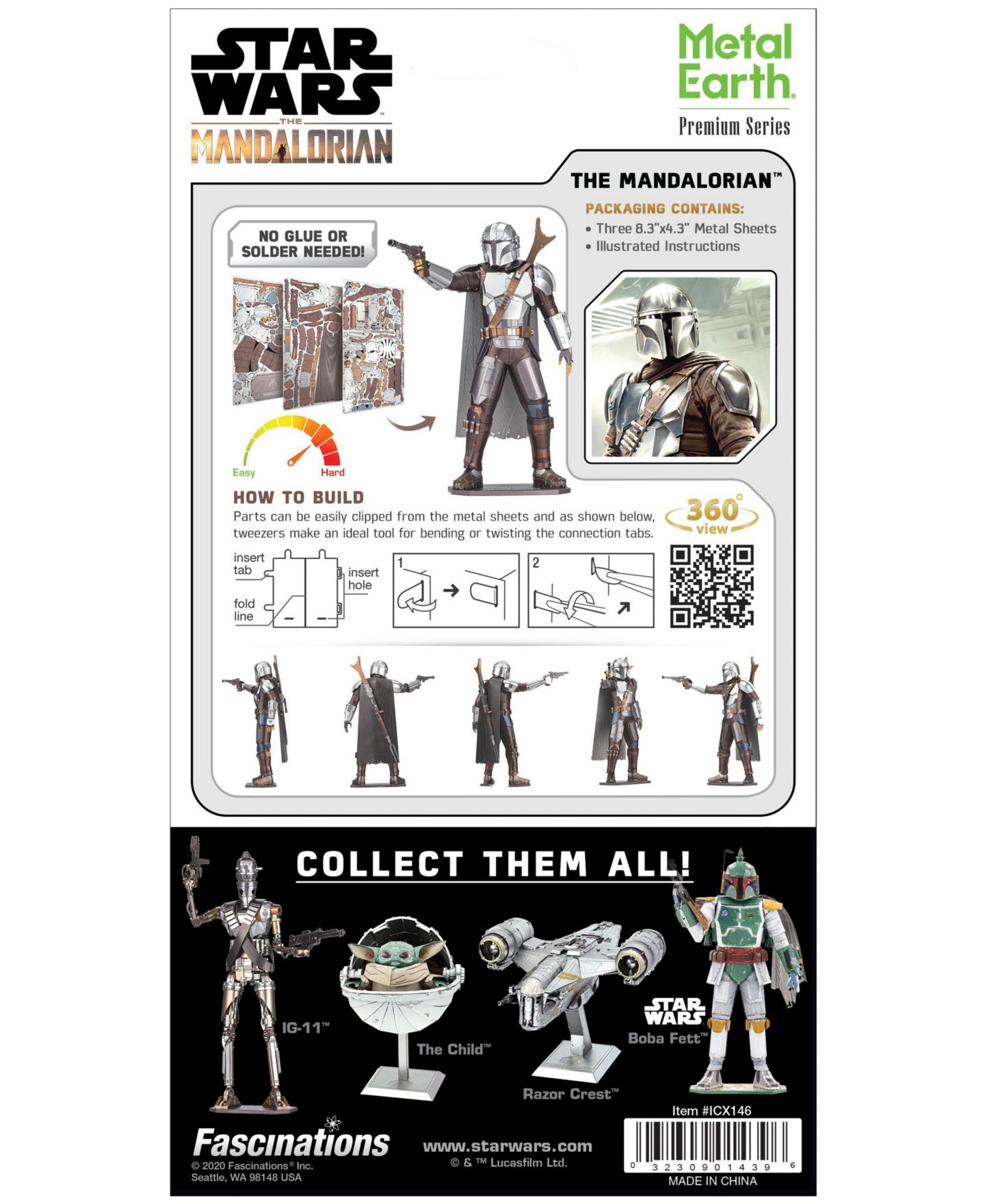 Детский конструктор University Games Star Wars The Mandalorian Iconx 3D Metal 3-Piece Building Set, Ages 14+ — фото 3