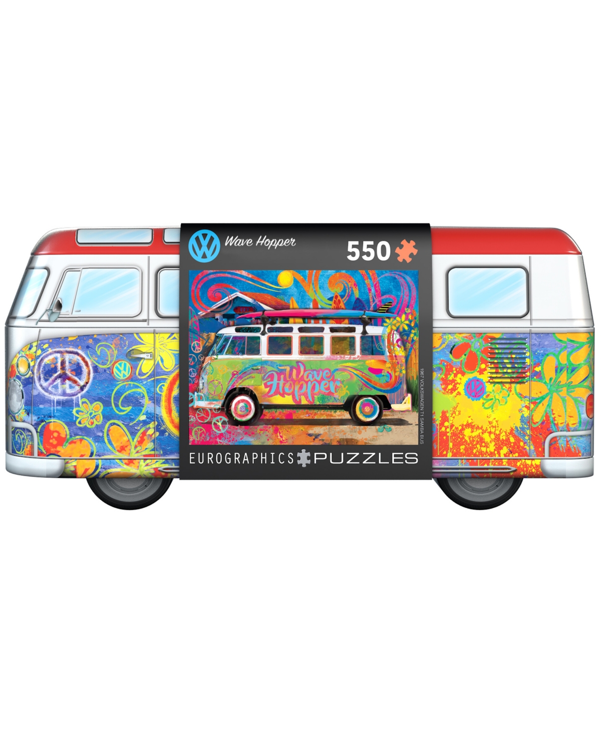 University Games Incorporated Volkswagen Wave Hopper Collectible Bus-shaped Tin Puzzle, 550 Pieces In No Color