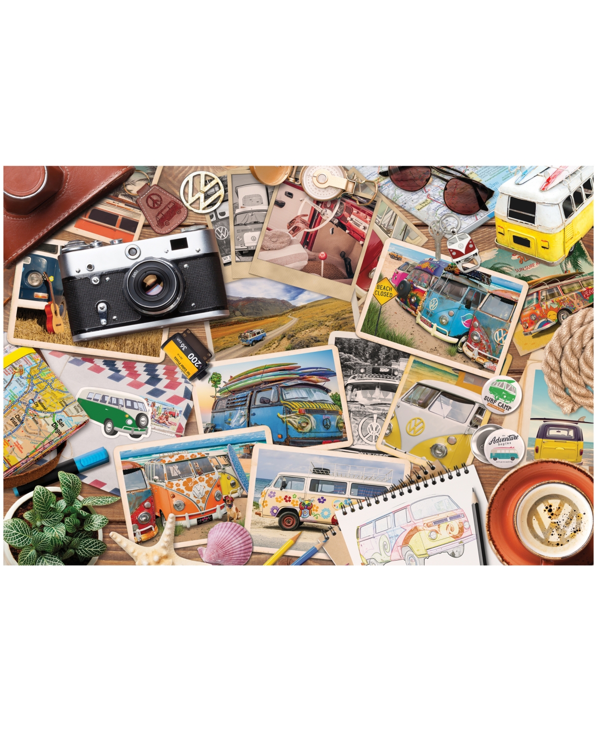 University Games Kids' Eurographics Incorporated Volkswagen Road Trips Collectible Bus-shaped Tin Puzzle, 550 Pieces In No Color