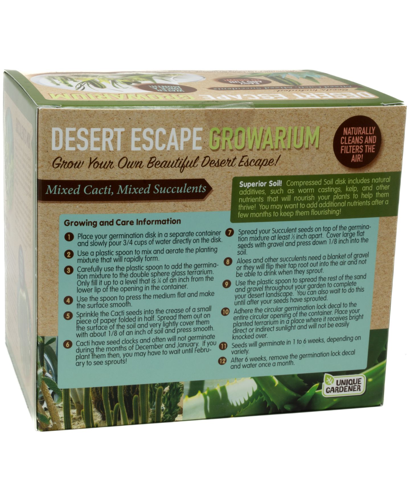 Детские игрушки Areyougame Desert Escape Growarium Cactus and Succulent Growing Kit, Ages 4+ — фото 3