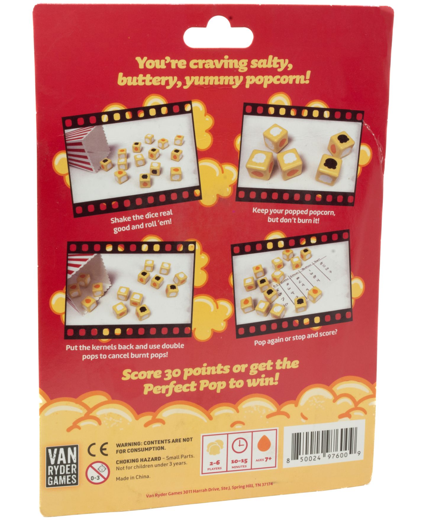 Детская настольная игра University Games Popcorn Dice Press-Your-Luck Dice Game, от 7 лет — фото 3