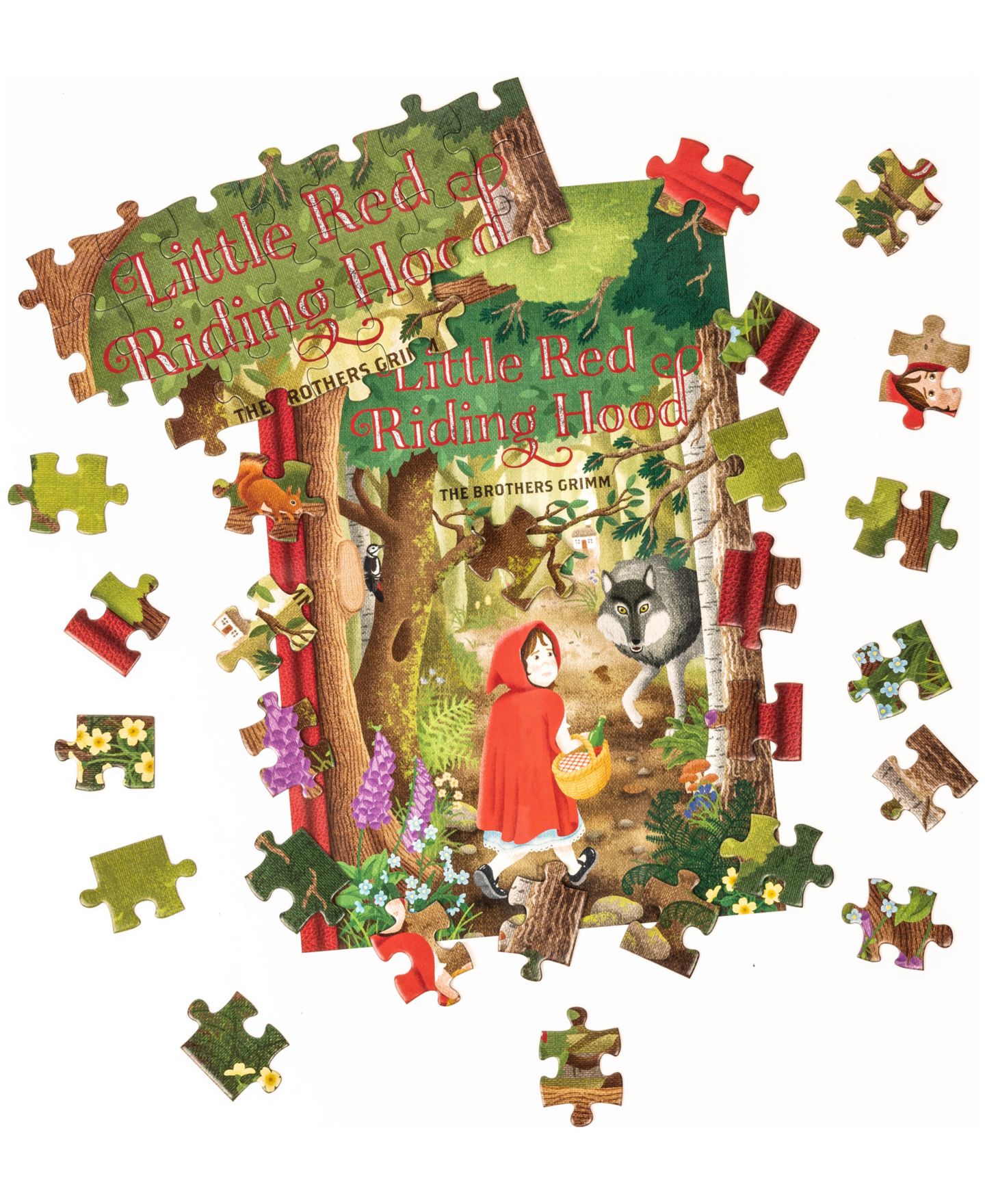 Детский пазл University Games The Brothers Grimm's Little Red Riding Hood Jigsaw Library Double-Sided Puzzle, 96 Pieces, Ages 6+ — фото 5