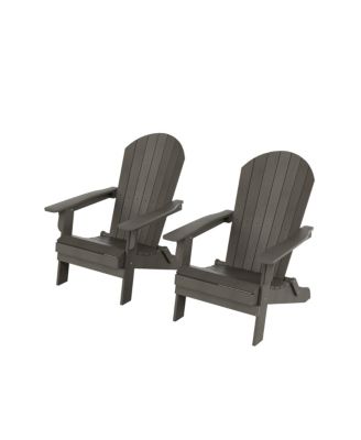 Outdoor Patio All-weather Folding Adirondack Chair Set of 2