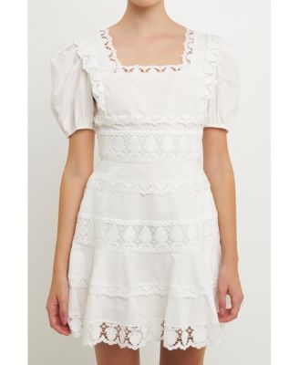 Endless Rose Women's Multi Lace Linen Mini Dress - Macy's
