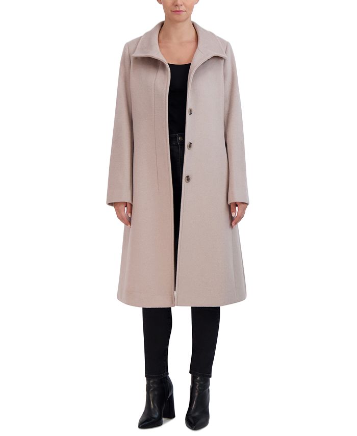 Cole Haan Women's Stand-Collar Single-Breasted Wool Blend Coat - Macy's