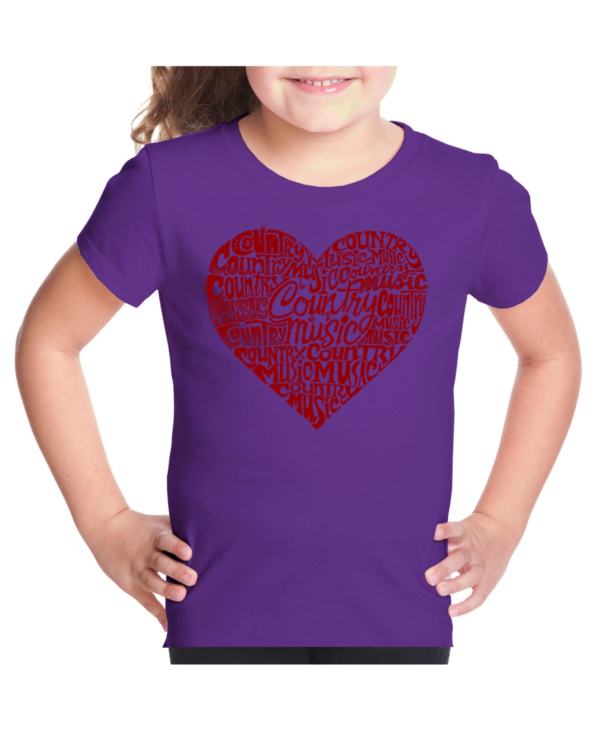Big Girl's Word Art T-shirt - Country Music Heart