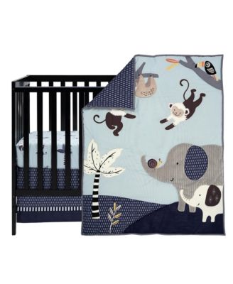 Jungle Party 3-Piece Elephant/Monkey Baby Crib Bedding Set