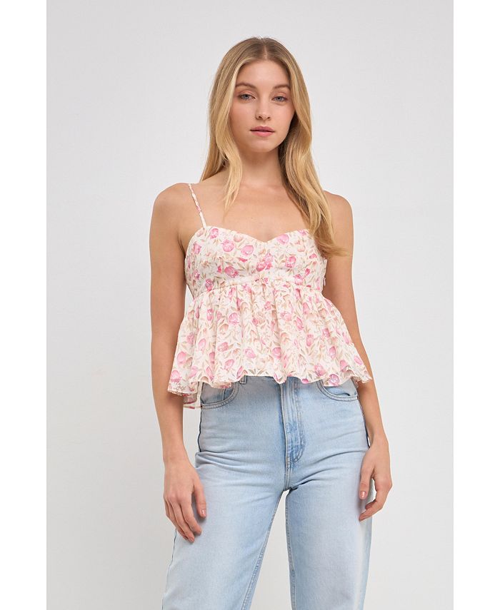Free the Roses Women's Floral Baby Doll Top - Macy's