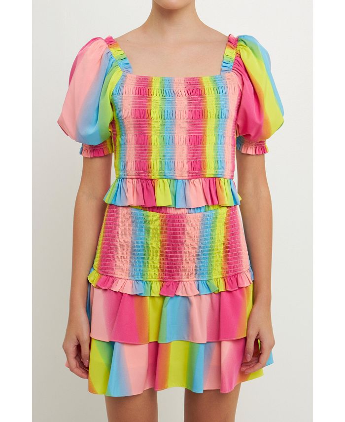endless rose Women's Ombre Stripe Smocked Top - Macy's