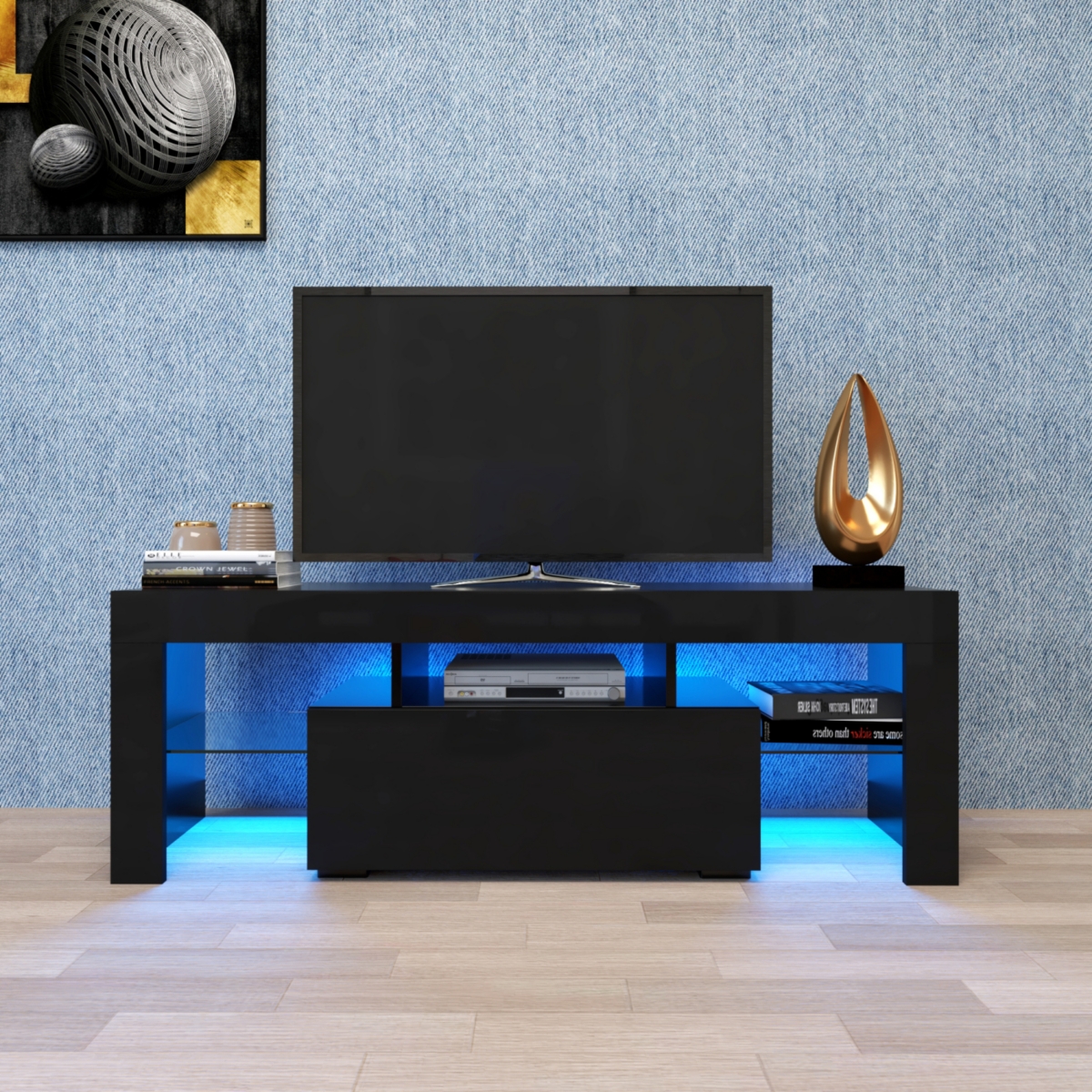 Streamdale Furniture Tv Stand With Led Rgb Lights, Flat Screen Tv Cabinet, Gaming Consoles - In Lounge Room