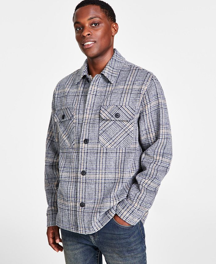 And Now This Men's Plaid Button-Down Shirt Jacket, Created for Macy's ...