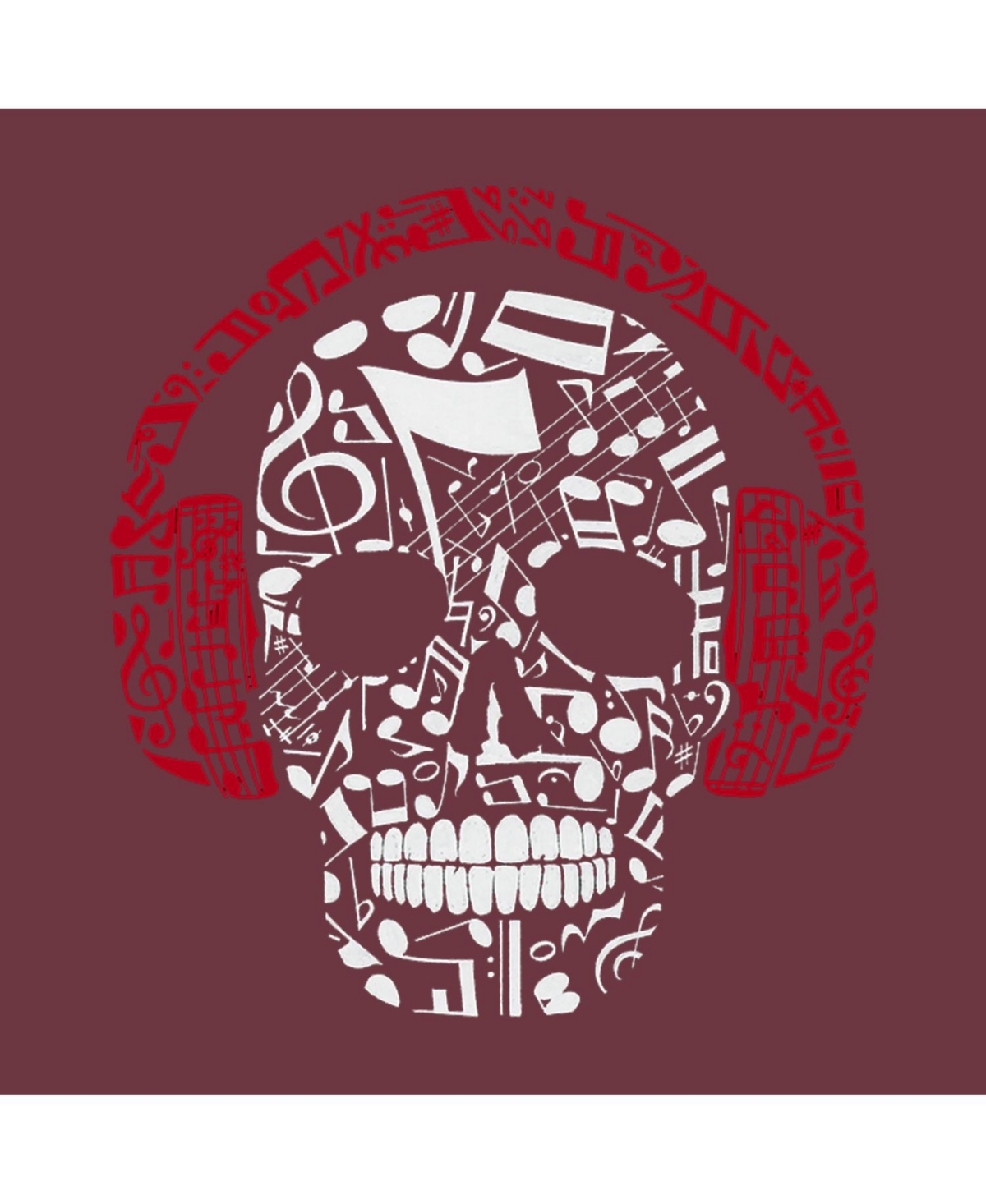 Big Boy's Word Art T-shirt - Music Notes Skull