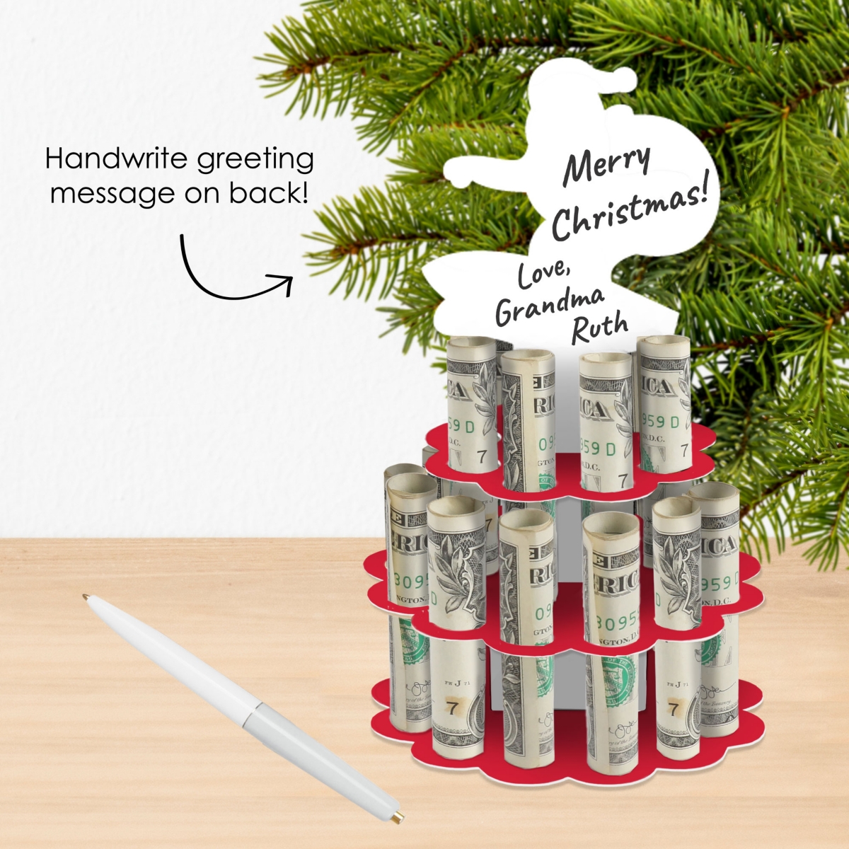 Big Dot of Happiness Tropical Christmas Diy Beach Santa Holiday Party Money Holder Gift Cash Cake