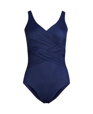 Women's DDD-Cup SlenderSuit Tummy Control V-neck Wrap One Piece Swimsuit