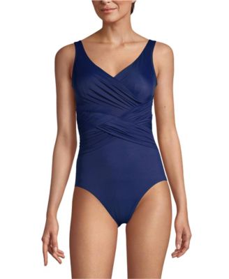 Women's DDD-Cup SlenderSuit Tummy Control V-neck Wrap One Piece Swimsuit