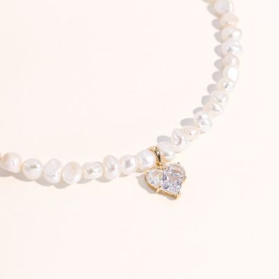 7–8mm Baroque Freshwater Pearl Necklace with Gold Plated Heart Pendant