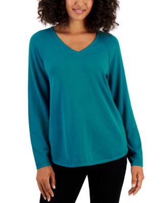 Karen Scott - Women's Cotton V-Neck Sweater
