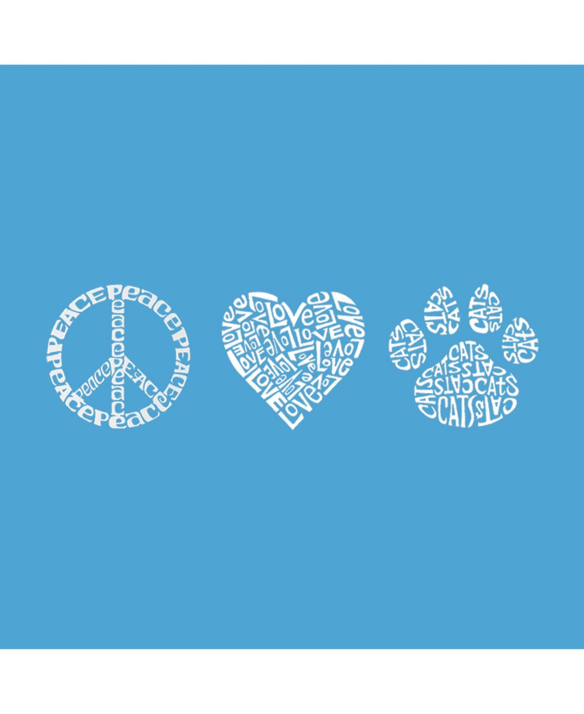 Big Girl's Word Art T-shirt - Peace Love Cats