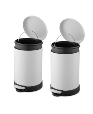 6L / 1.6 Gal + 6L / 1.6 Gal Round Stainless Steel Step Can Combo - Matte White