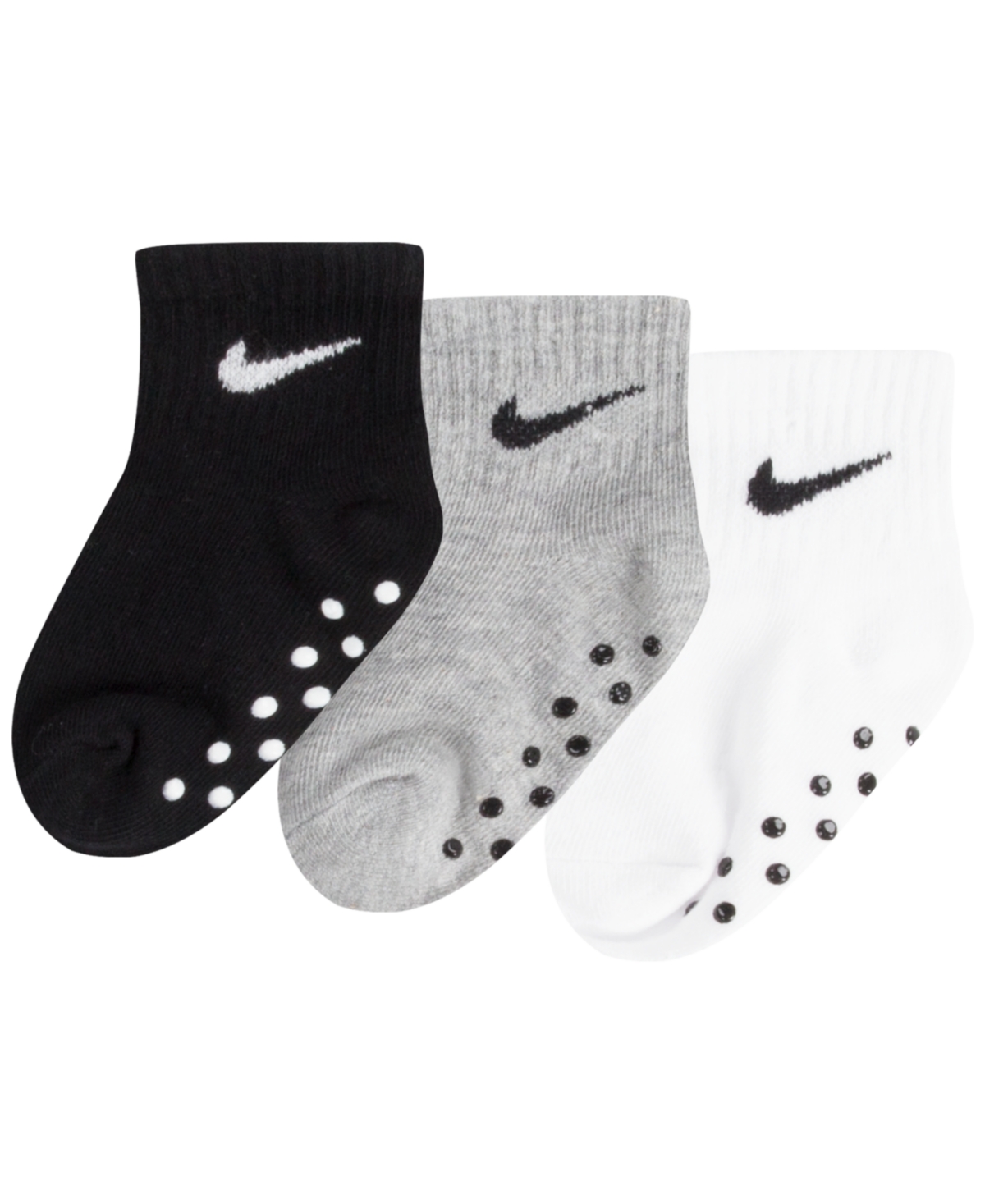 Core Swoosh Ankle Gripper Socks Box Set (3 Pairs) Baby Socks In Black