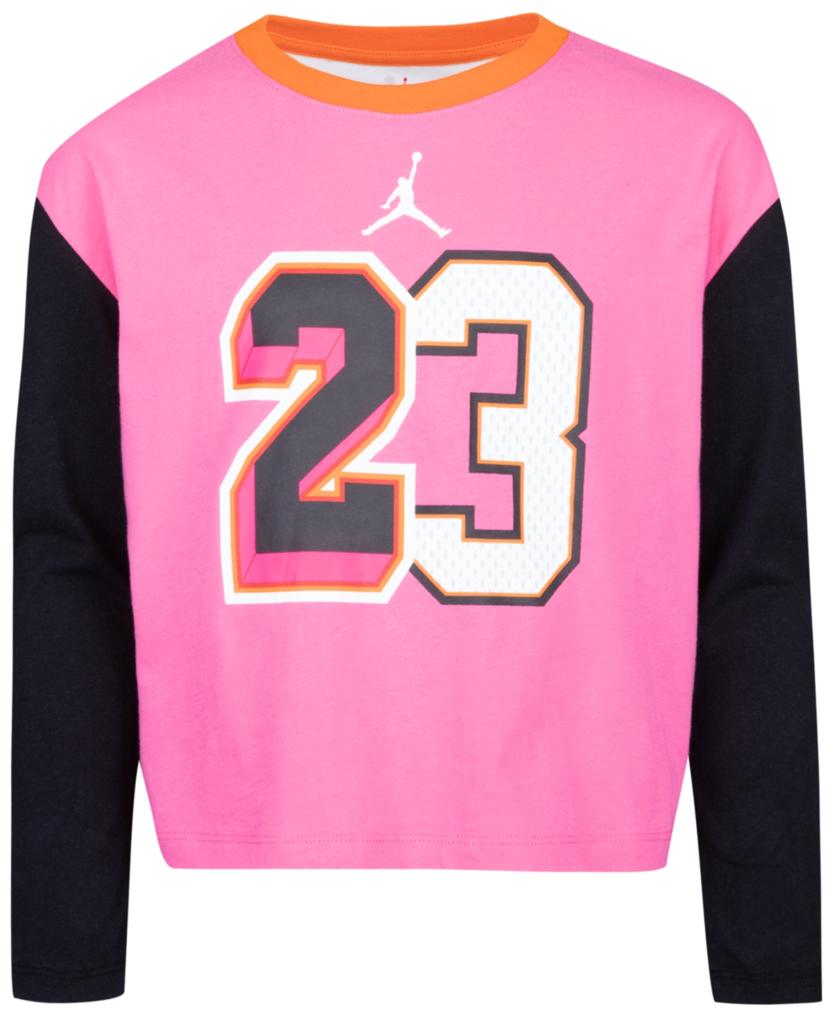 Jordan Big Girls 23 New Heritage Long Sleeve T-shirt In Pinksickle