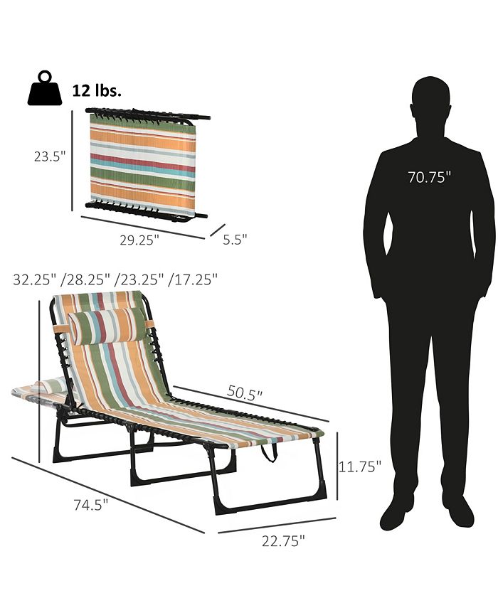 Outsunny Outdoor Folding Chaise Lounge Chair, Portable Lightweight