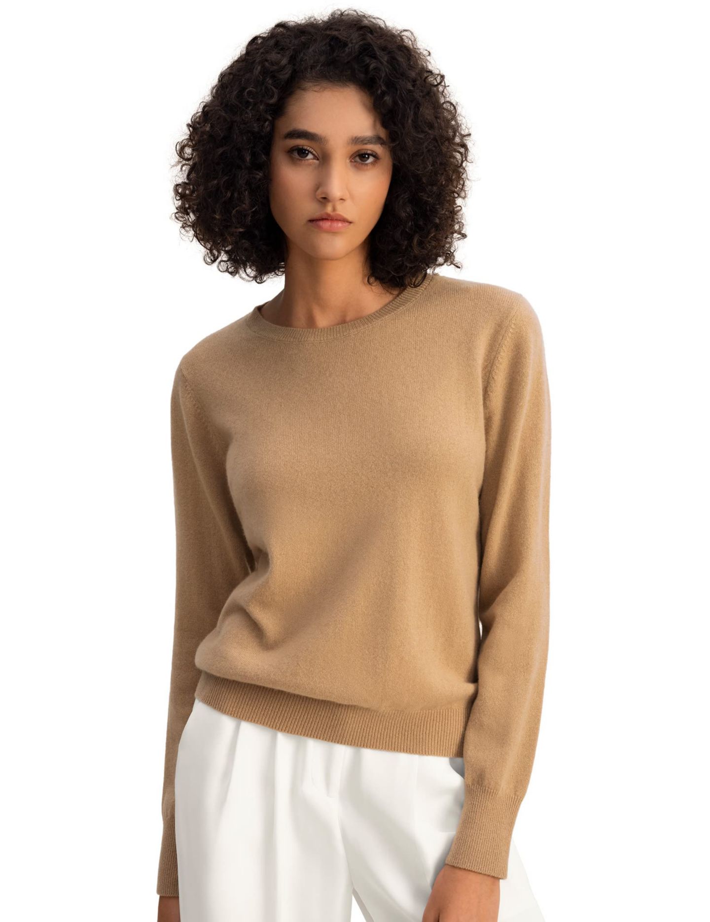 Женский свитер LILYSILK Cashmere Super Soft Crewneck, цвет: Верблюжий — фото 1