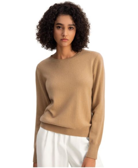 Женский свитер LILYSILK Cashmere Super Soft Crewneck, цвет: Верблюжий