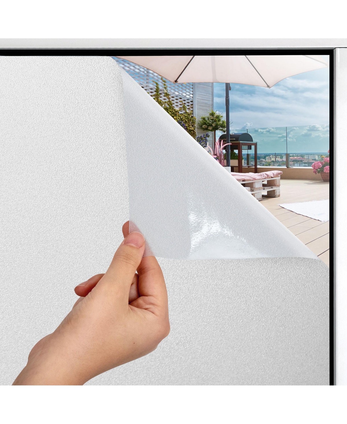 Non-Adhesive Window Film Glare & Uv Protection (35.4 x 118.1 Inch) - Frosted