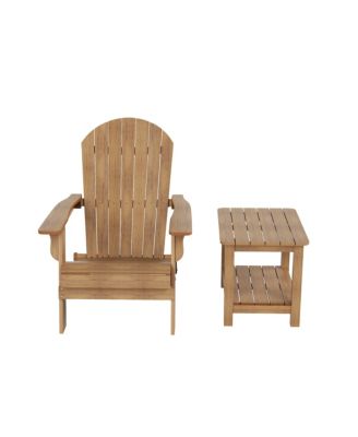 2-Piece Outdoor Folding Adirondack Chair with Side Table Set